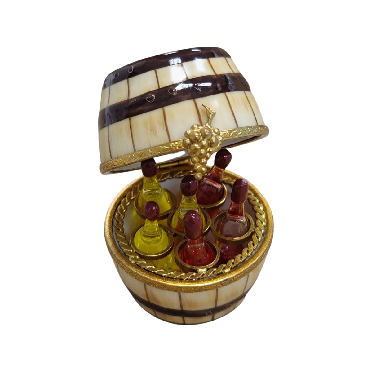 Six Wine Bottles in Barrel Figurine, view 3