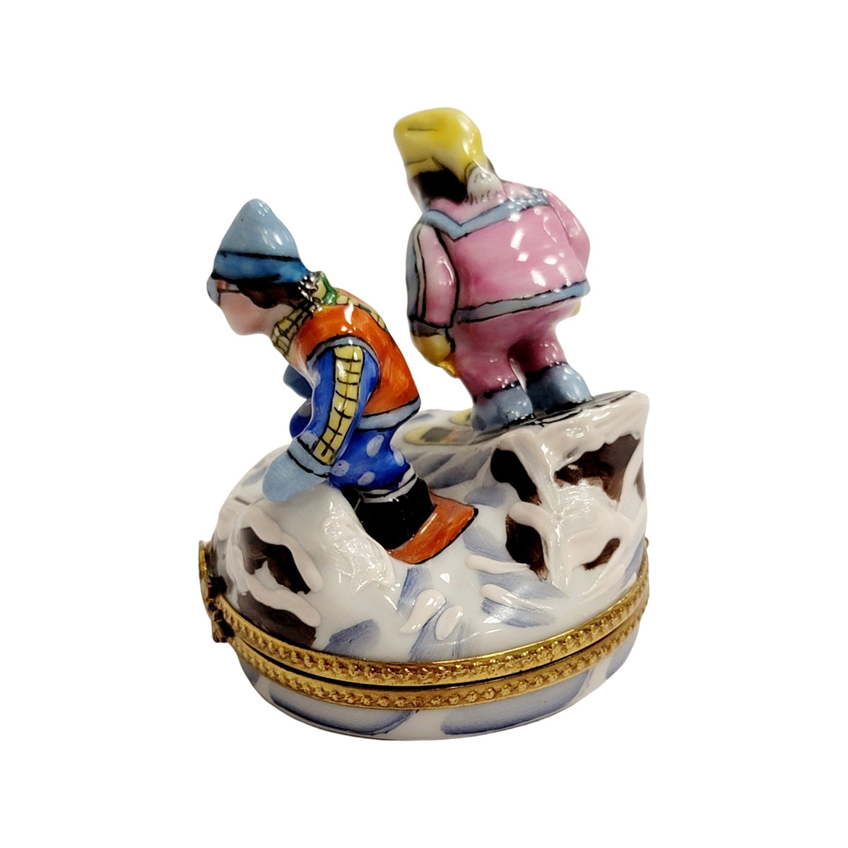 Skiers Skiing Figurine Limoges Box Figurine, view 12