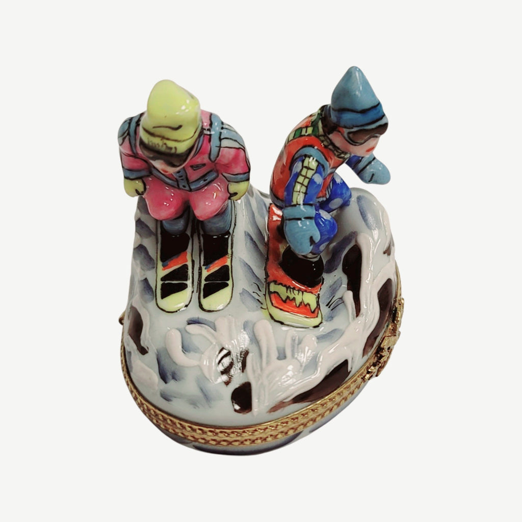 Skiers Skiing Figurine Limoges Box Figurine, view 6