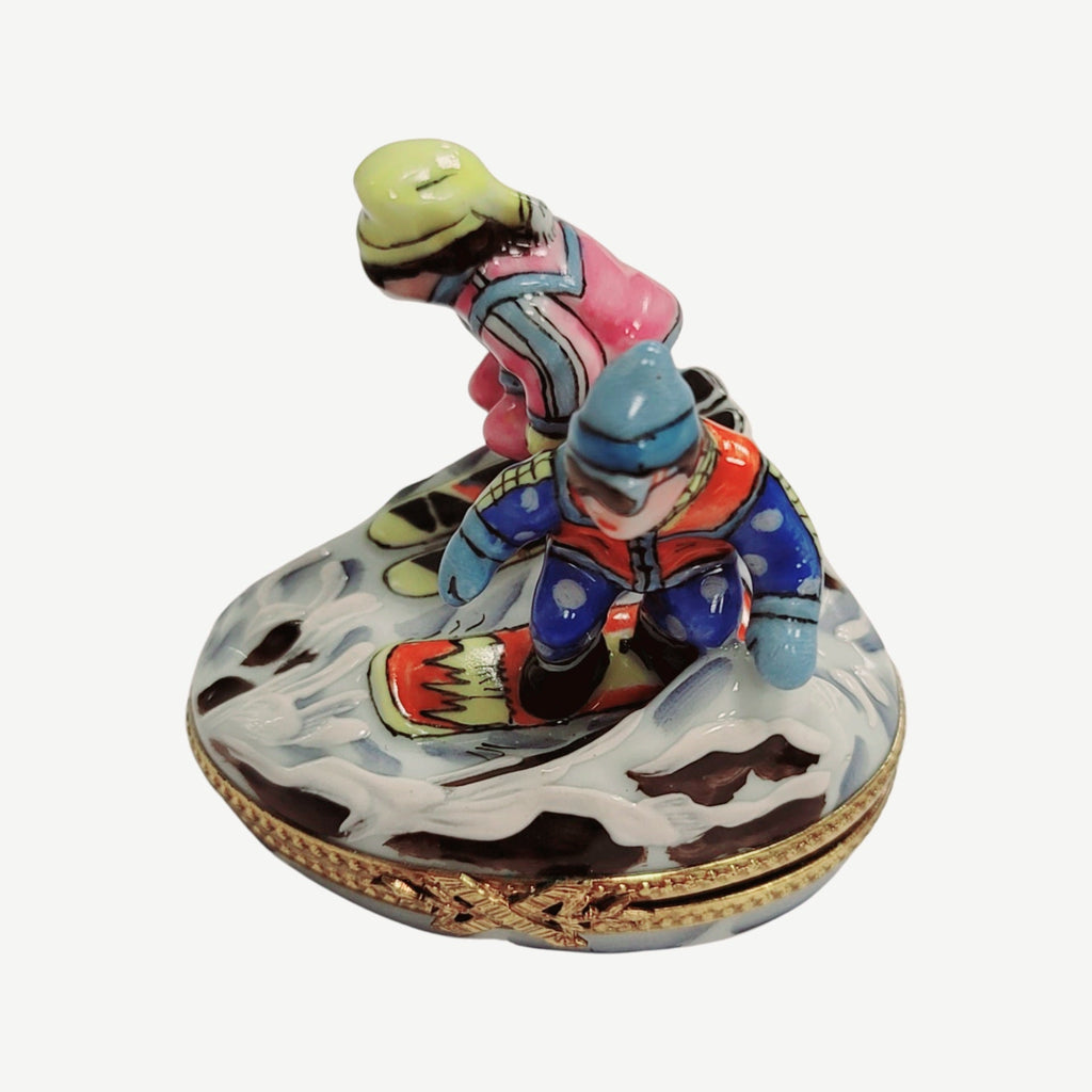 Skiers Skiing Figurine Limoges Box Figurine, view 7
