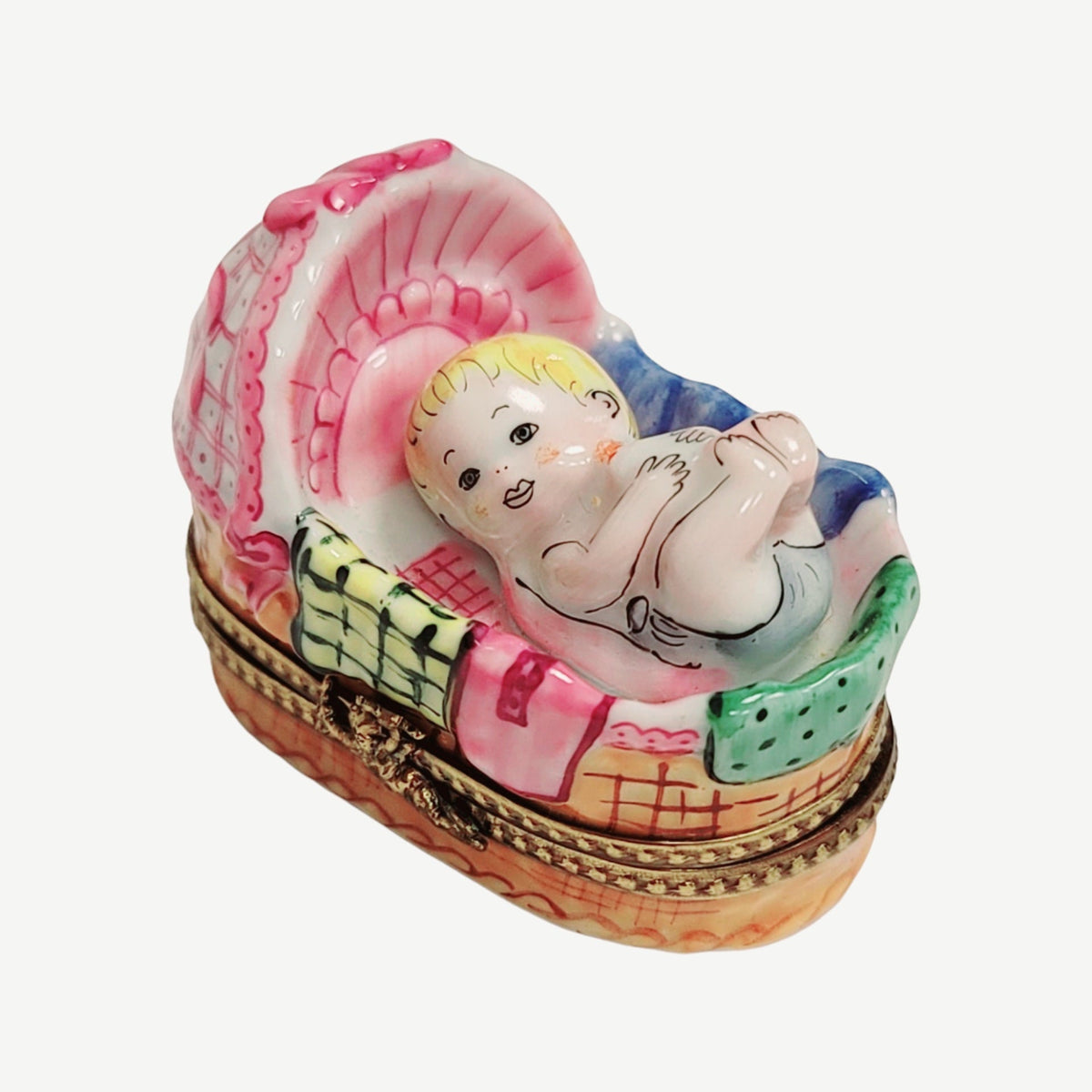 Baby in Basket Sleeping Limoges Box, view 10
