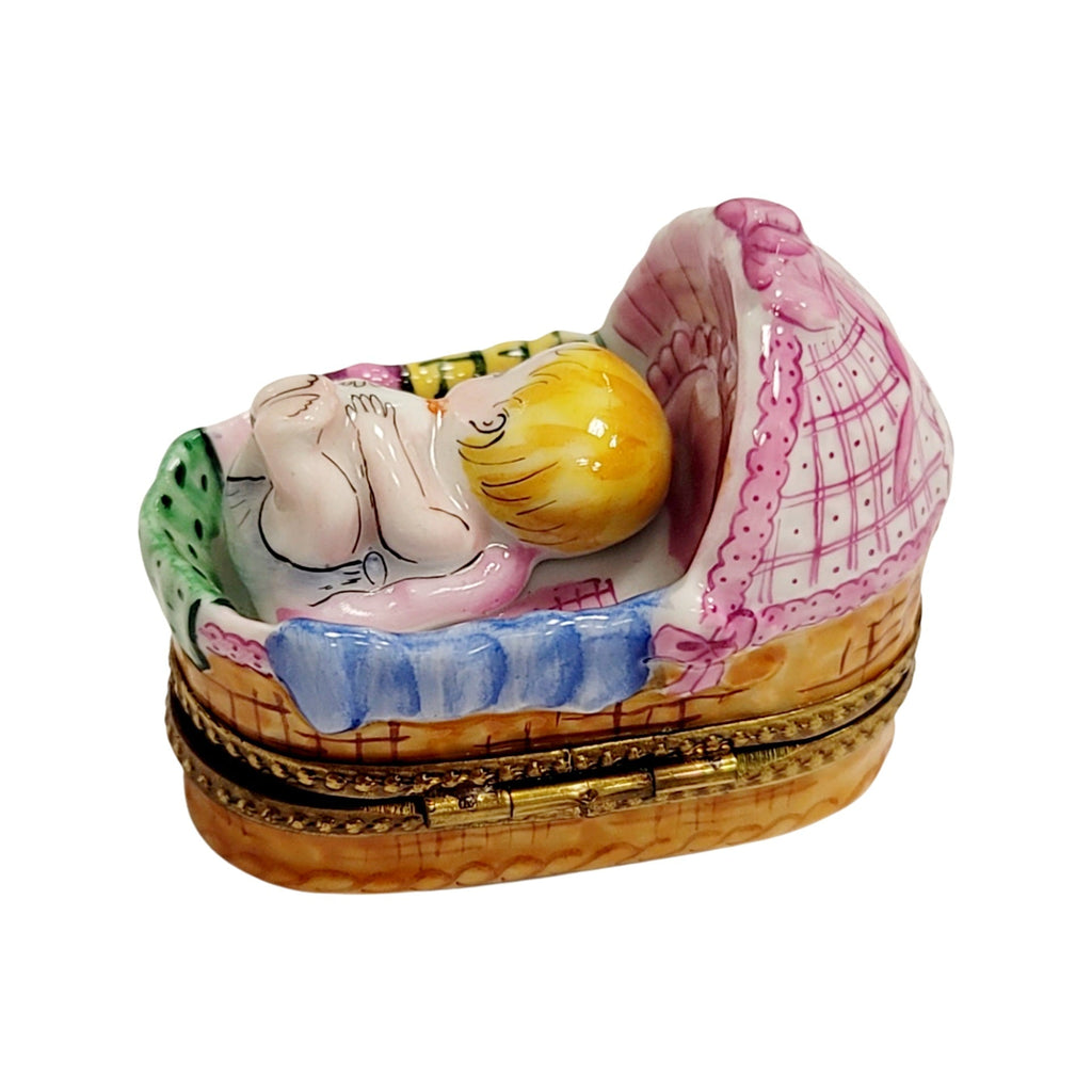 Baby in Basket Sleeping Limoges Box, view 8