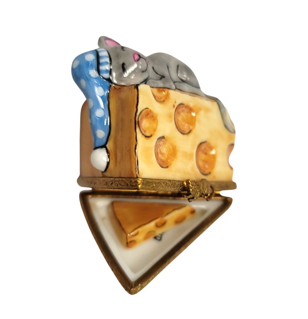 Mouse on Cheese Sleeping Limoges Box, view 2