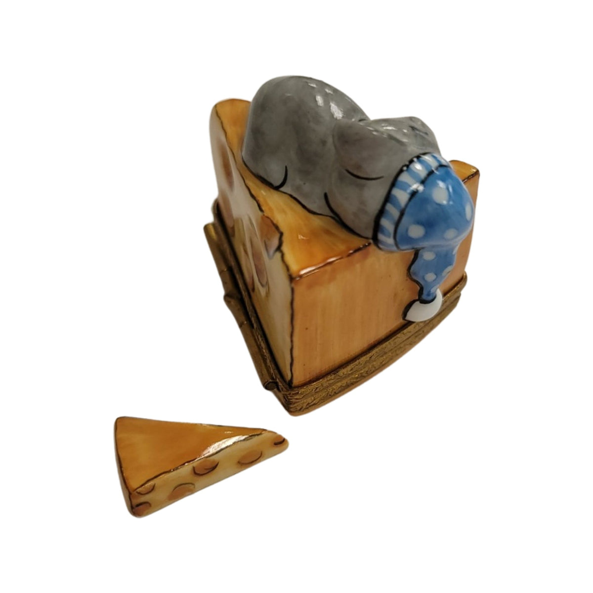 Mouse on Cheese Sleeping Limoges Box, view 5