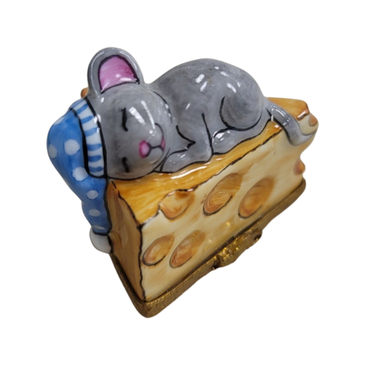 Mouse on Cheese Sleeping Limoges Box, view 6