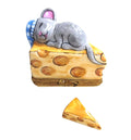 Mouse on Cheese Sleeping Limoges Box, a hand-painted Limoges porcelain gift