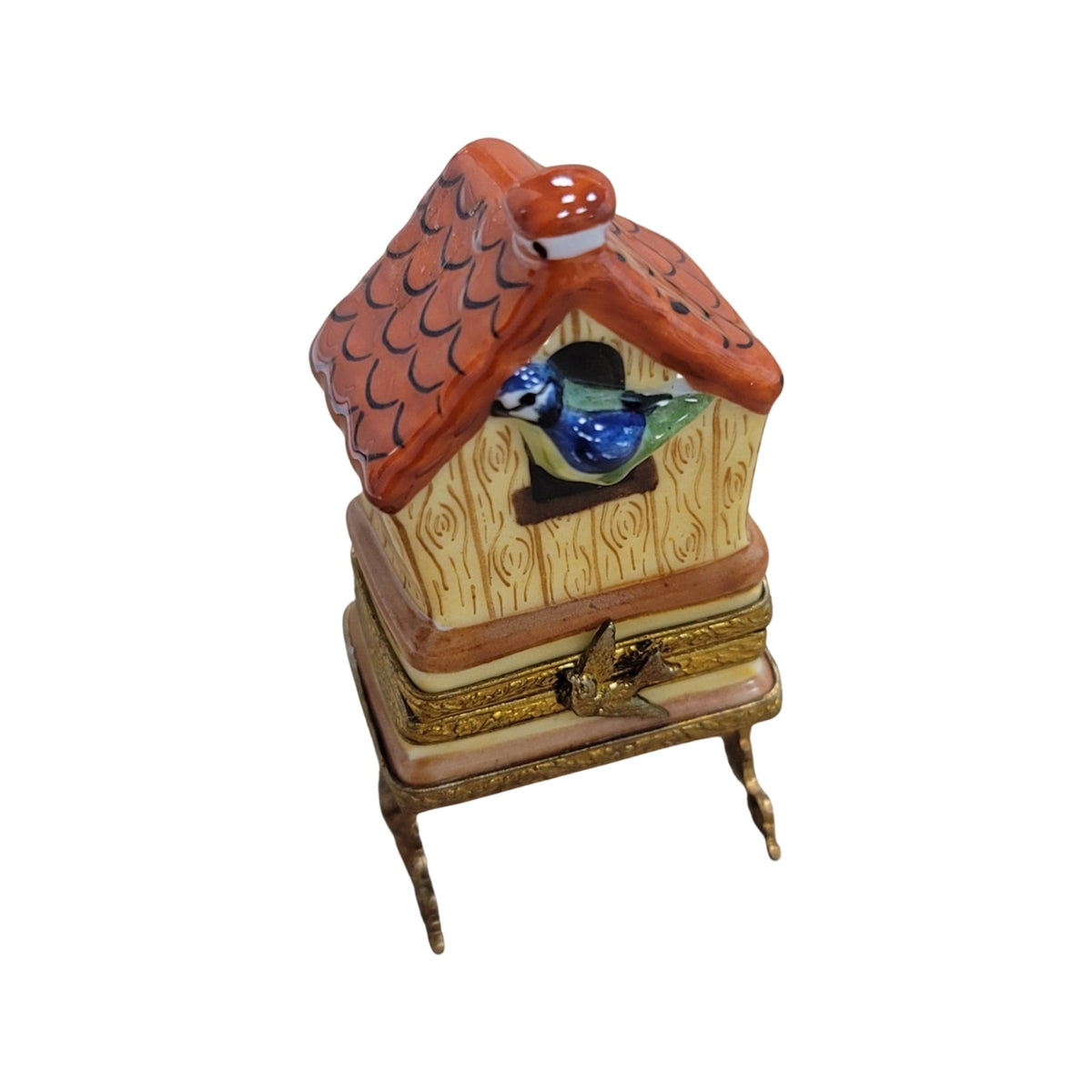 Small Bird House Porcelain Art Object Gift, a hand-painted Limoges porcelain gift