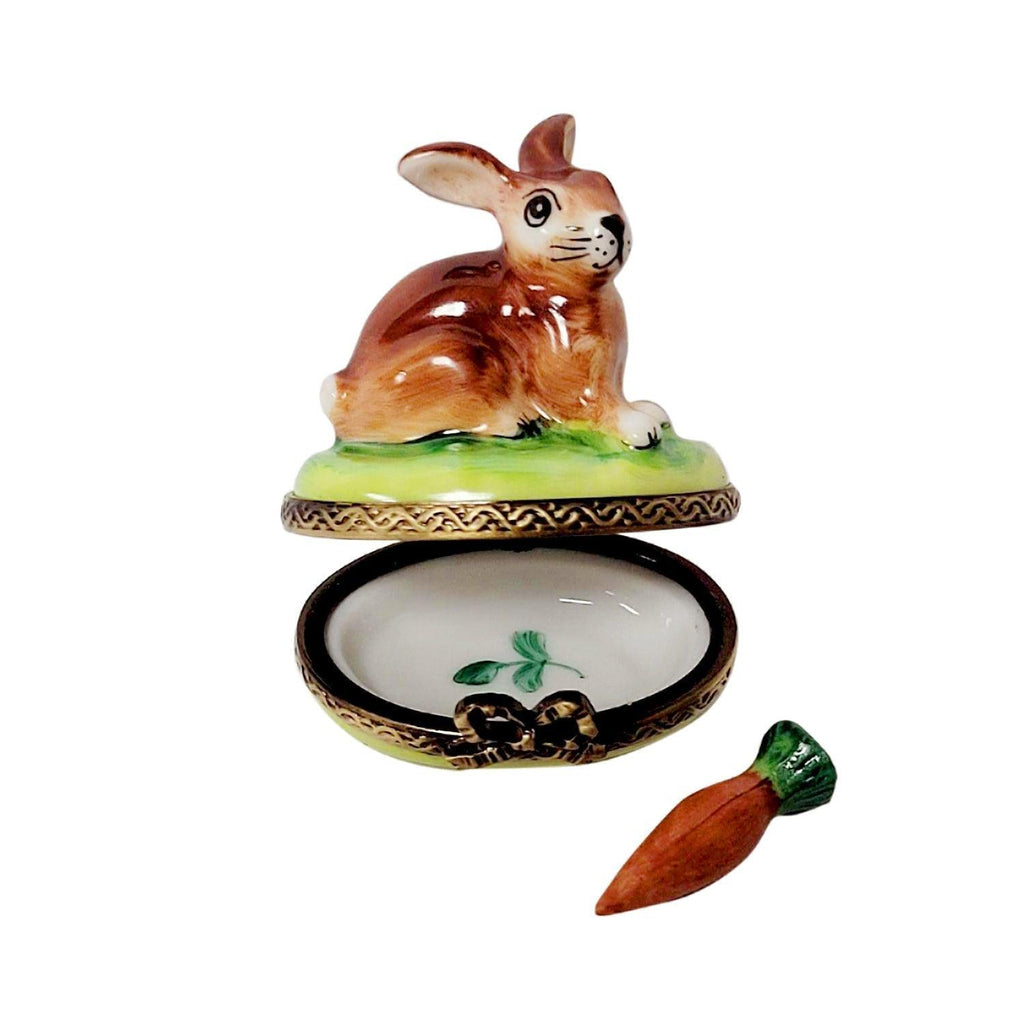 Artisan-painted Small Bunny with Removable Carrot Limoges box from France, a cherished collectible