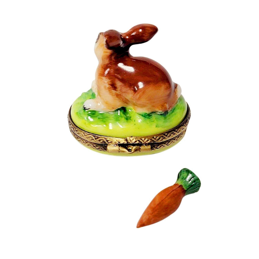 Treasured French collectible: Small Bunny with Removable Carrot Limoges box, painted by hand