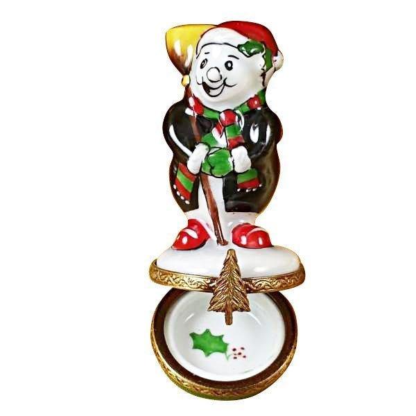 Small Laughing Snowman Limoges Box for Holiday Cheer, view 3