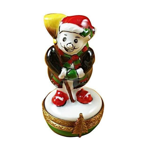 Small Laughing Snowman Limoges Box for Holiday Cheer, a hand-painted Limoges porcelain gift