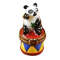 Small Panda on Round Base Limoges Box, a hand-painted Limoges porcelain gift