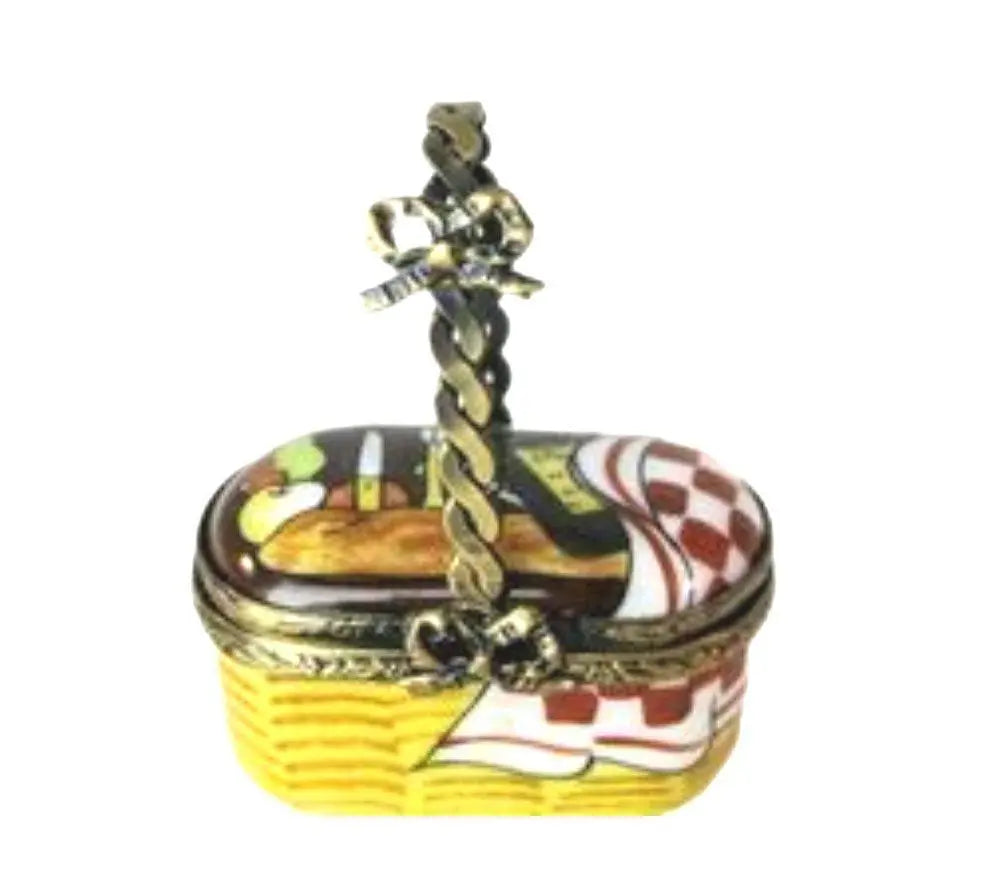 Small Picnic Basket Limoges Box, a hand-painted Limoges porcelain gift