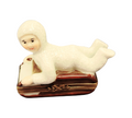 Genuine Snow Baby Kid on Sled Winter Sleigh Limoges box painted by hand in France for Christmas, from Limoges Boutique