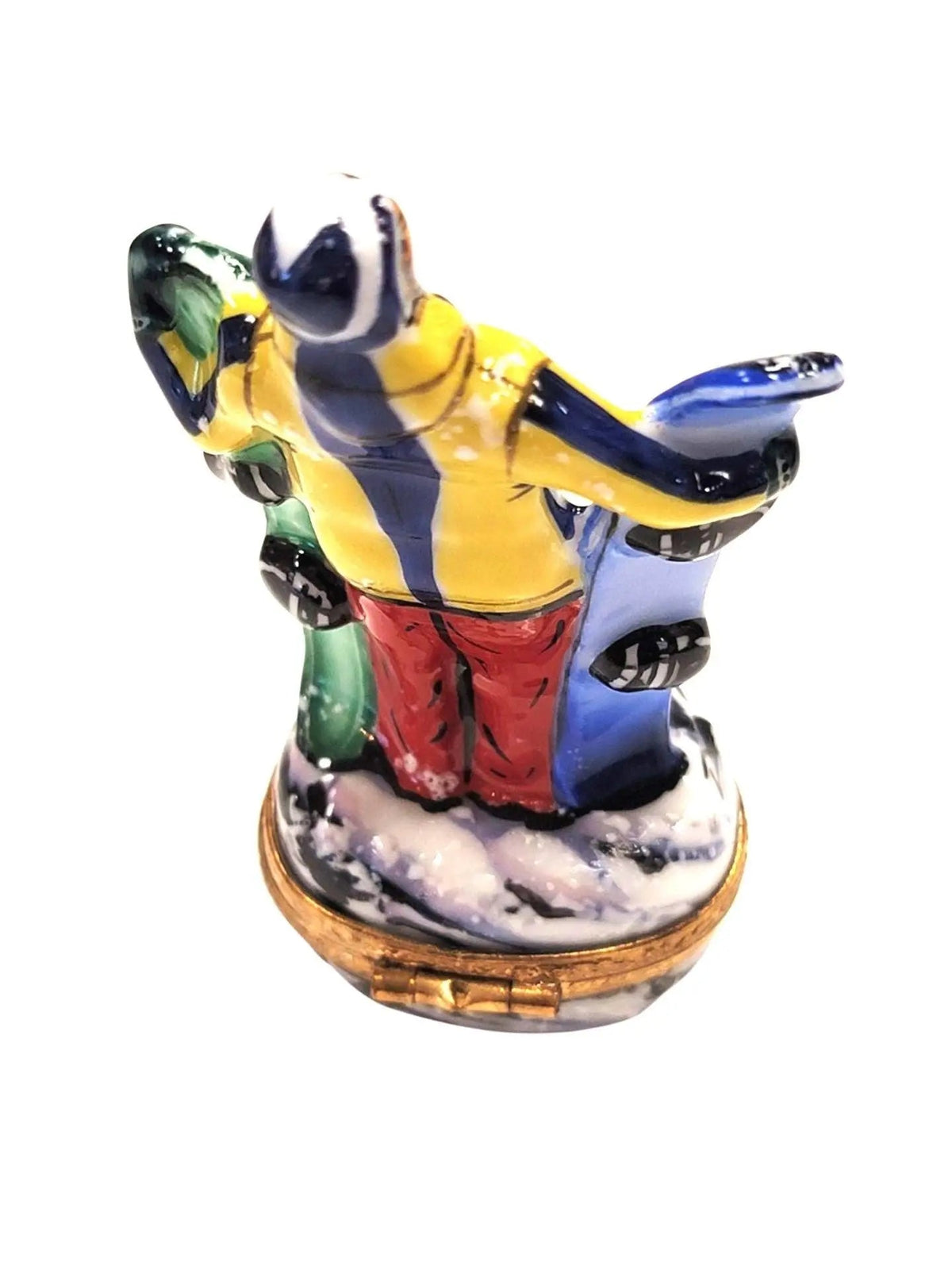 Fine art lovers will admire this Man with Snowboard Limoges box