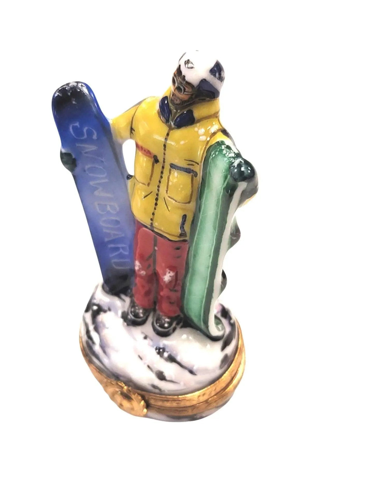 Hand-painted Man with Snowboard Limoges box, French artistry for lovers of fine art