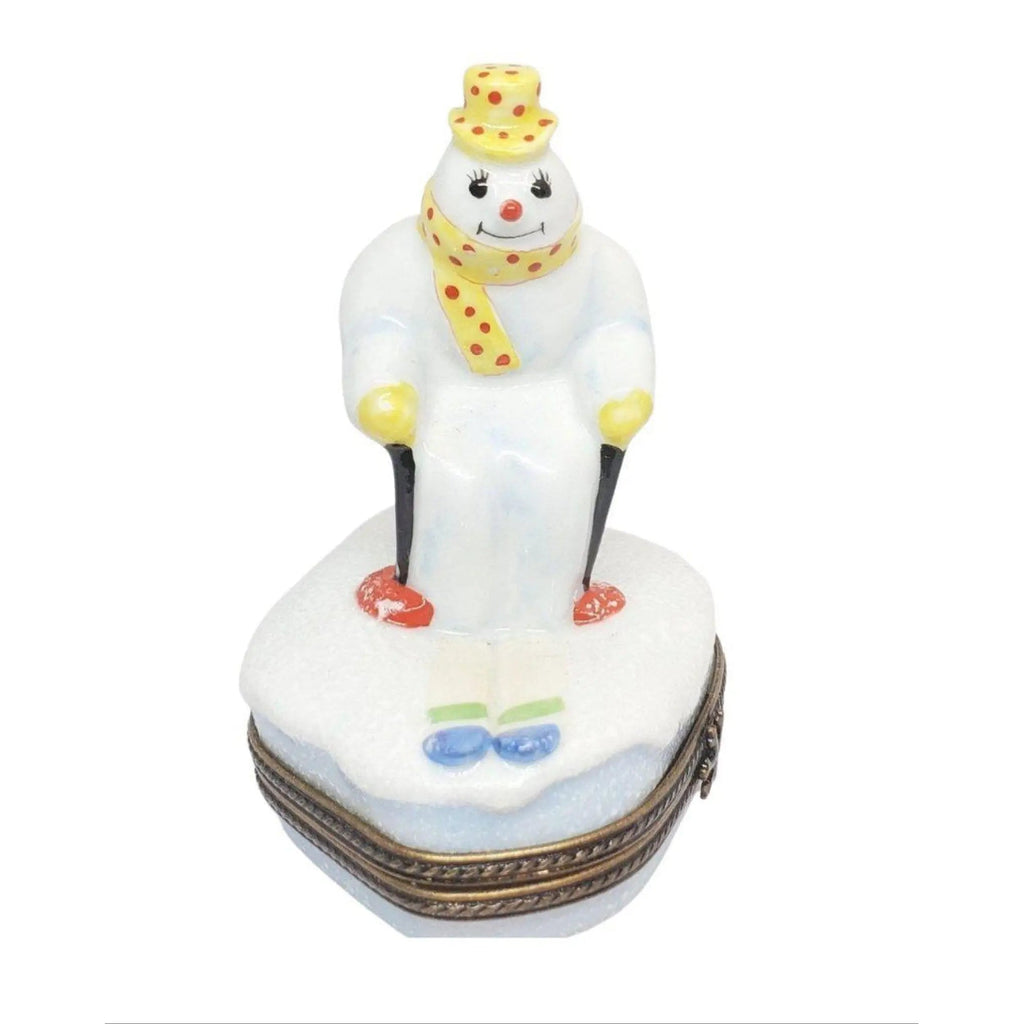 Snowman on Skis Skier Limoges box, an heirloom-quality piece for collectors