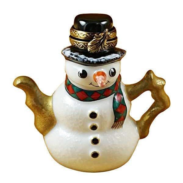 Snowman Teapot Limoges Box for Holiday Cheer Gift, a hand-painted Limoges porcelain gift