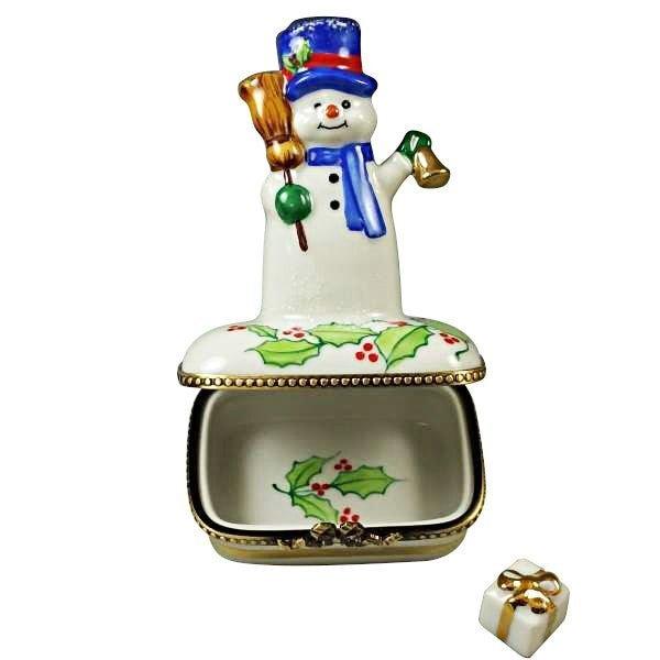 Snowman with Blue Scarf Limoges Box, view 2