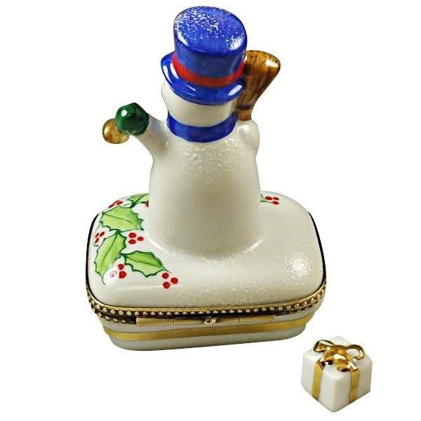 Snowman with Blue Scarf Limoges Box, view 3
