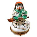 Snowman with Coat Holiday Limoges Box, a hand-painted Limoges porcelain gift
