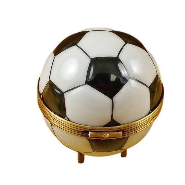 Fine French craftsmanship on the Soccer Ball Limoges box, painted by hand