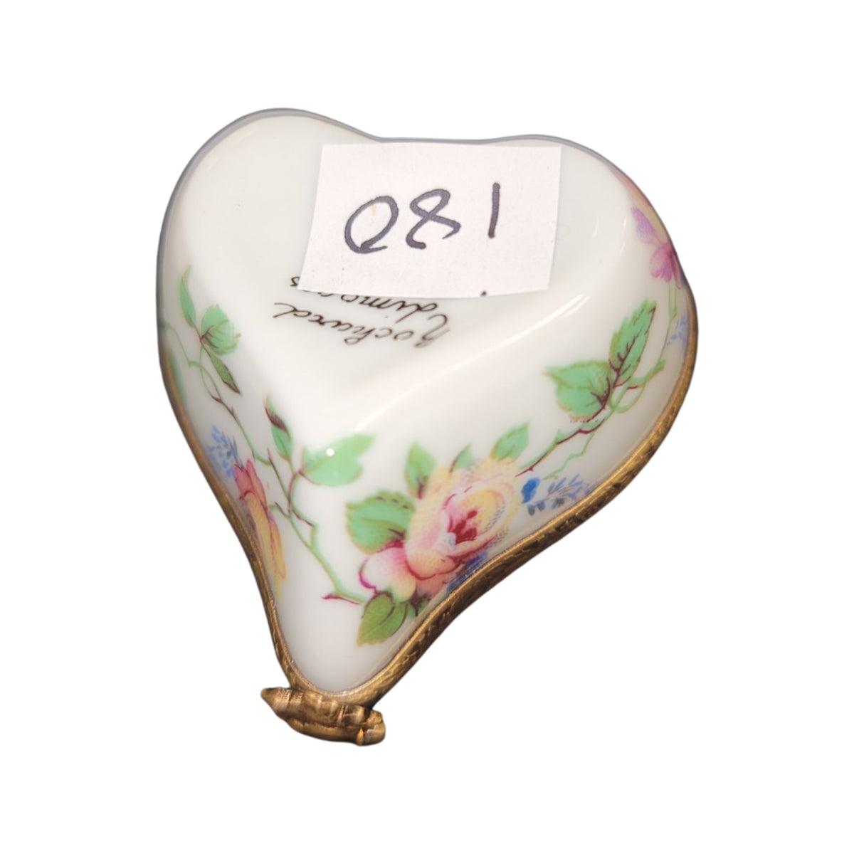 Soft Pink Heart Flowers Limoges Porcelain Art Object for Collectors, view 4