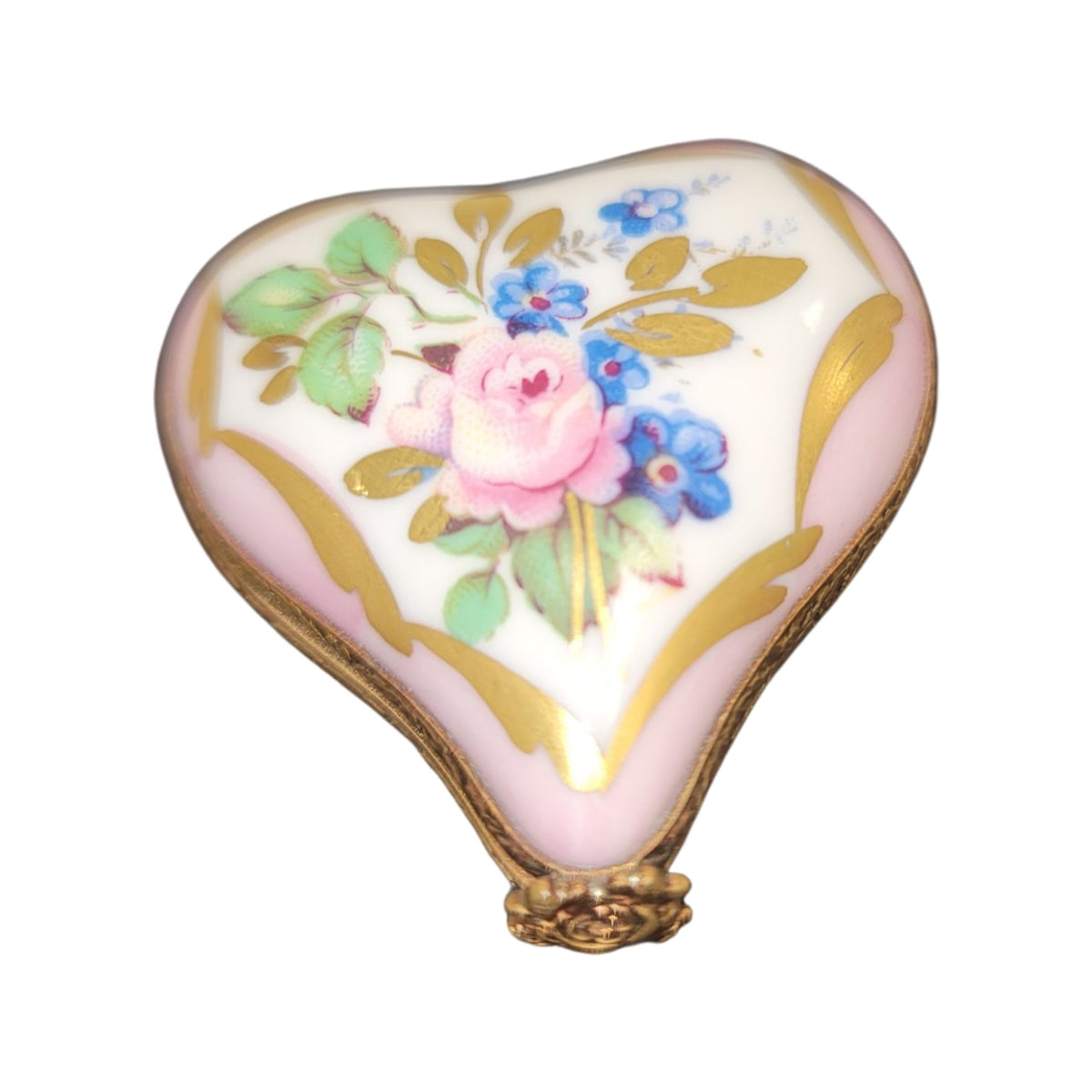 Soft Pink Heart Flowers Limoges Porcelain Art Object for Collectors, view 5