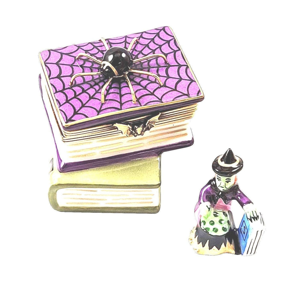 Treasured French collectible: Spell Books with Spider Witch Limoges box, painted by hand