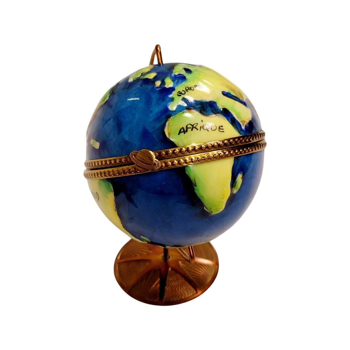 Spinning World Globe Limoges Box Figurine, view 3