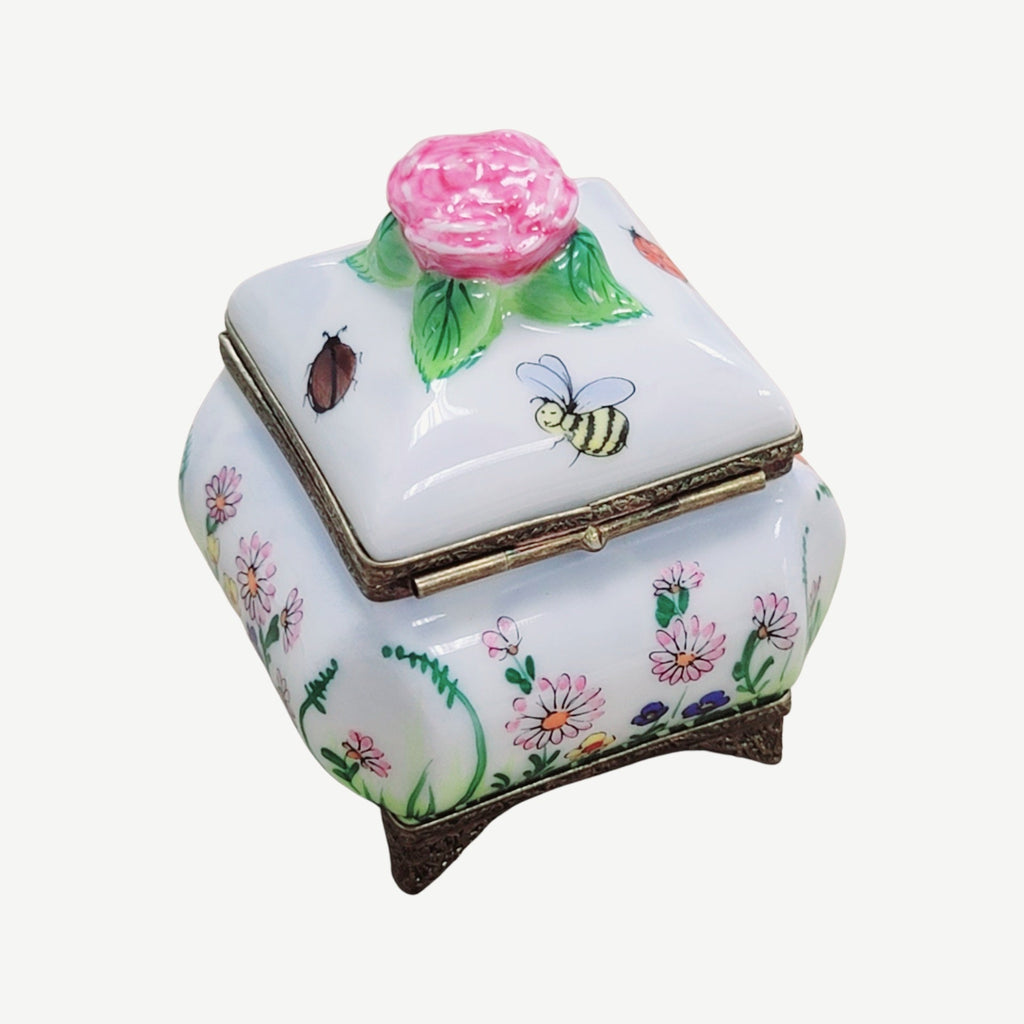 Square Box Roses Butterfly Perfume Bottle Limoges, view 5