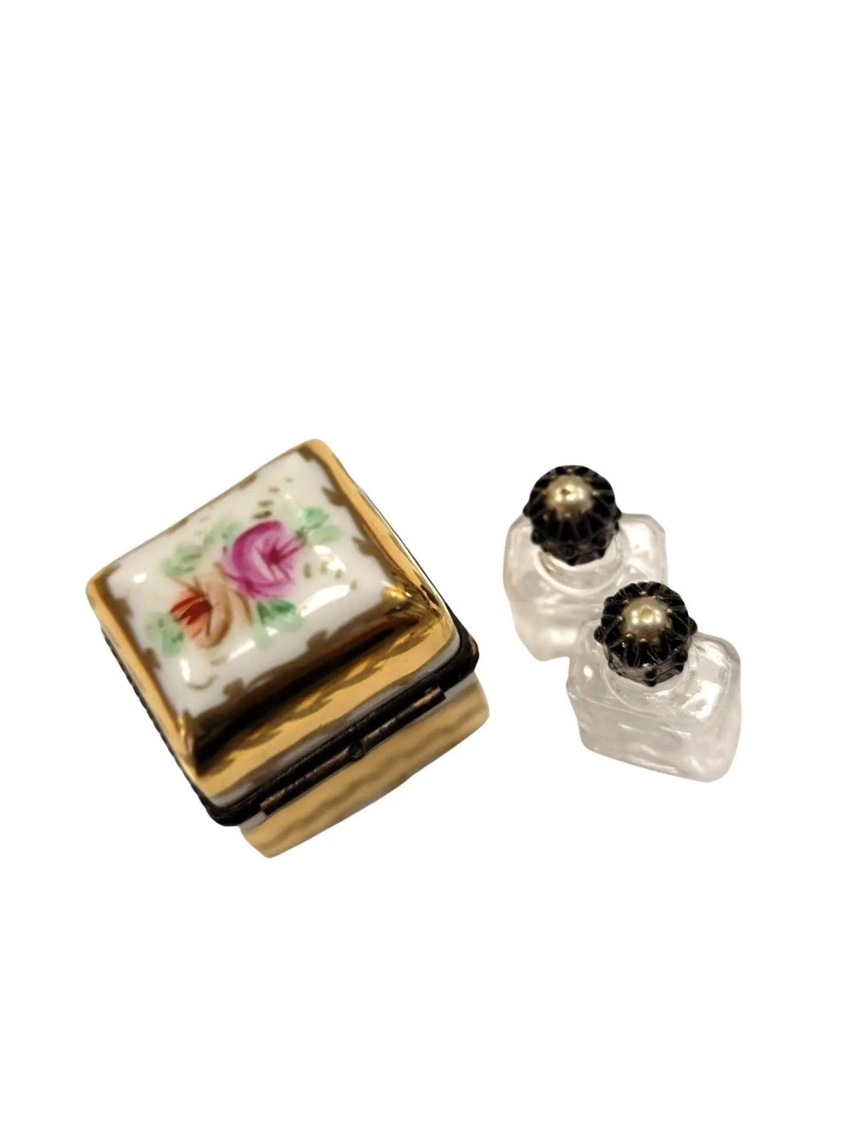 Fine art lovers will admire this 2 Perfume in Square Limoges box