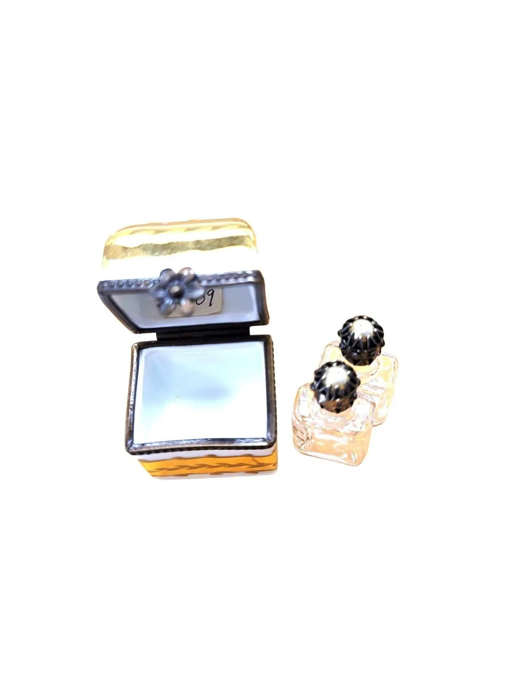 Hand-painted 2 Perfume in Square Limoges box, French artistry for lovers of fine art
