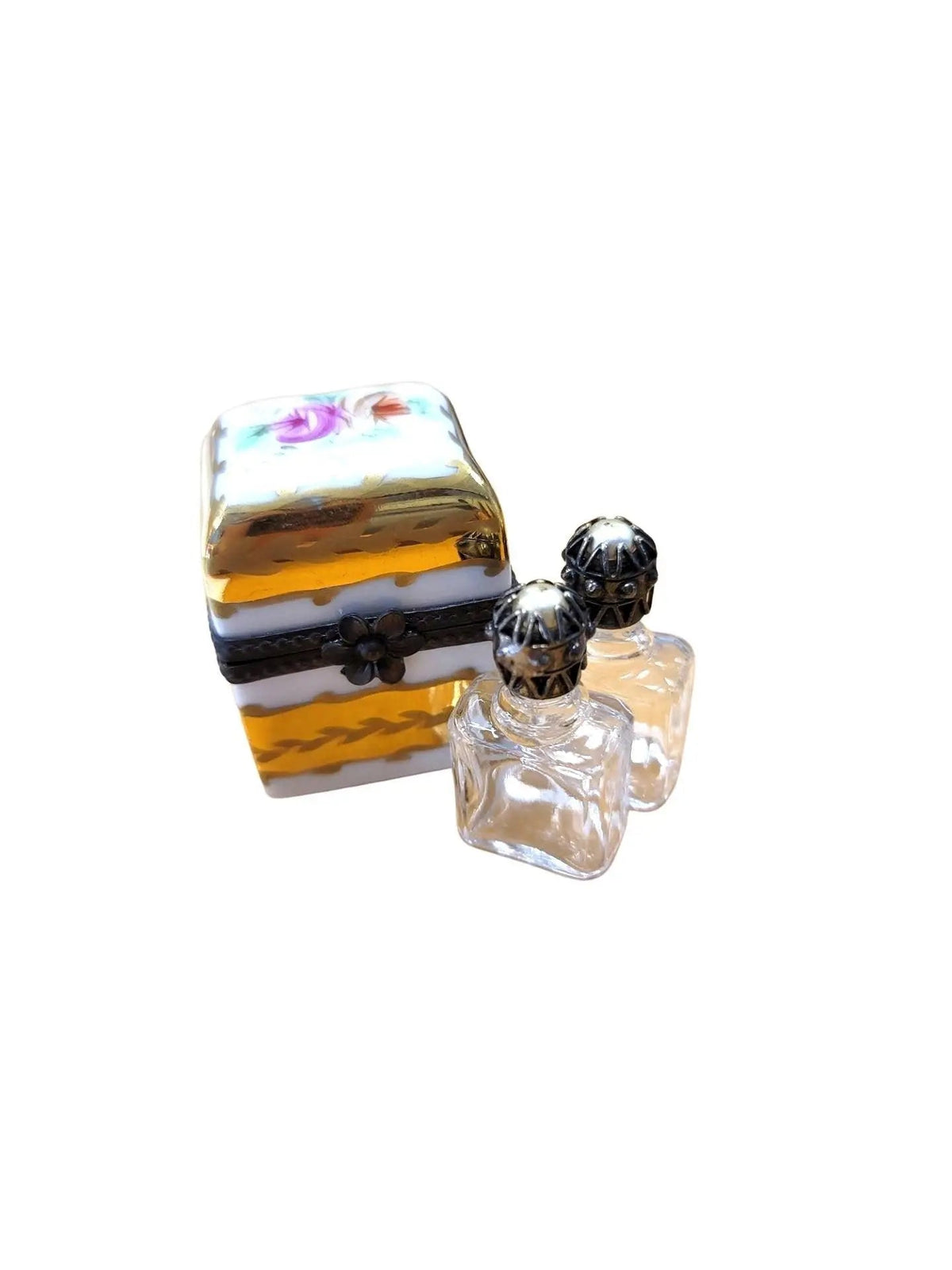 2 Perfume in Square Limoges box painted by hand in Limoges, France, a gift to treasure