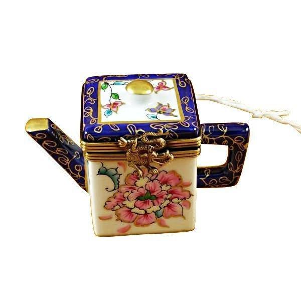 Square Teapot with Blue Spout Handle Limoges Box, France, view 4