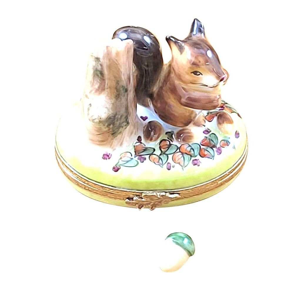 Squirrel With Acorn Limoges Box Gift, a hand-painted Limoges porcelain gift