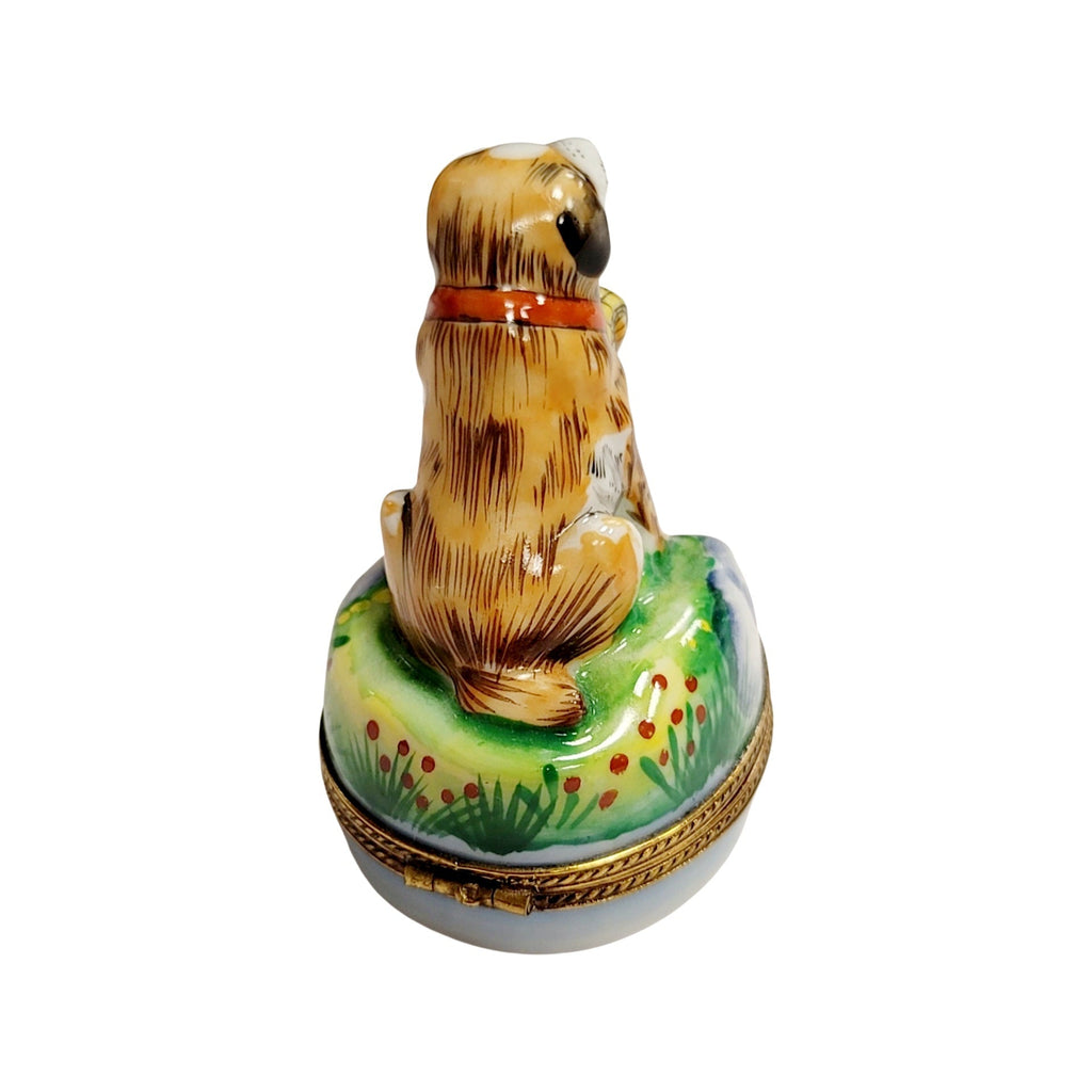 Fine art lovers will admire this St Bernard Dog Limoges box