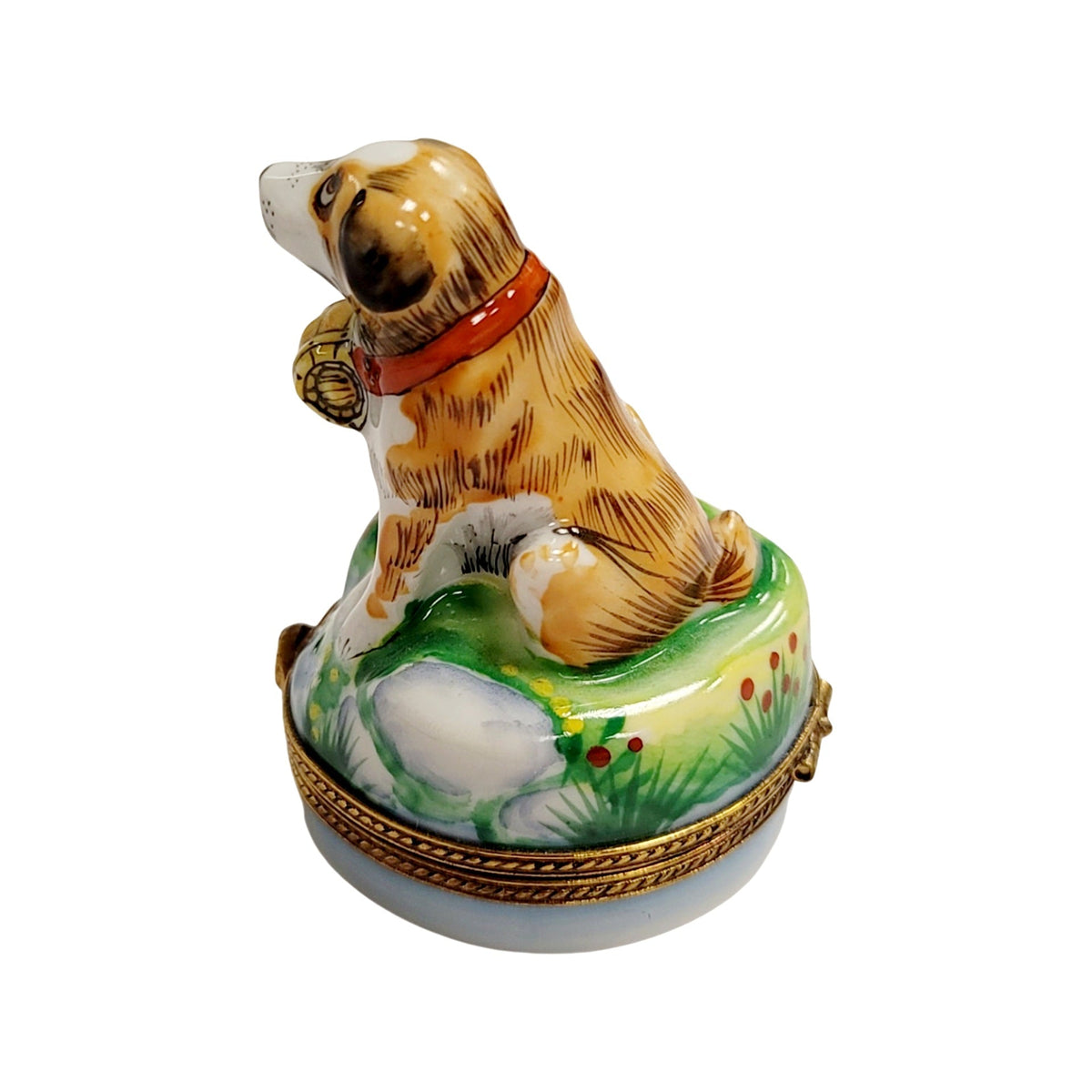 St Bernard Dog Limoges box painted by hand in Limoges, France, a gift to treasure