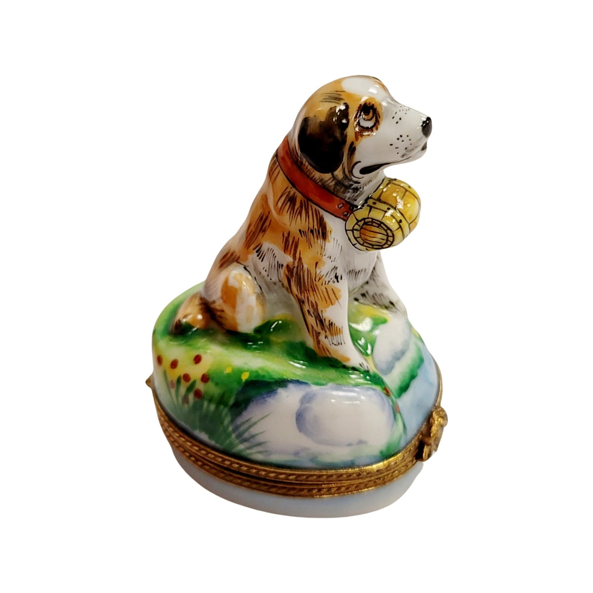 Collectible St Bernard Dog Limoges box with artisan brushwork