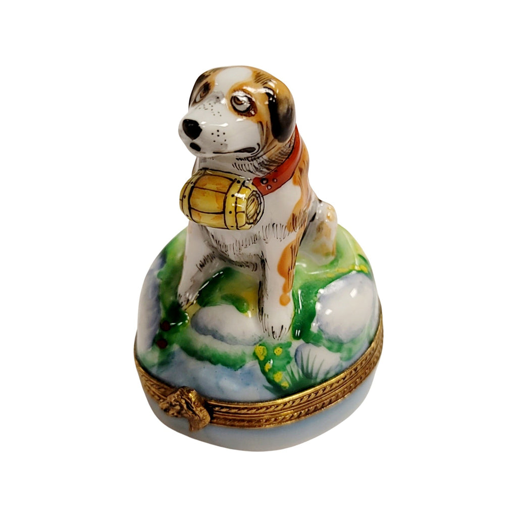 Authentic St Bernard Dog Limoges box, hand-painted in France, from Limoges Boutique