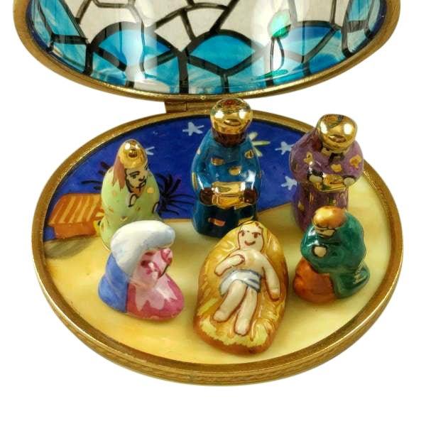 Stained Glass Dome with Nativity Inside Limoges Box, view 3