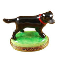 Standing Black Labrador Limoges Box for Dog Lovers, a hand-painted Limoges porcelain gift