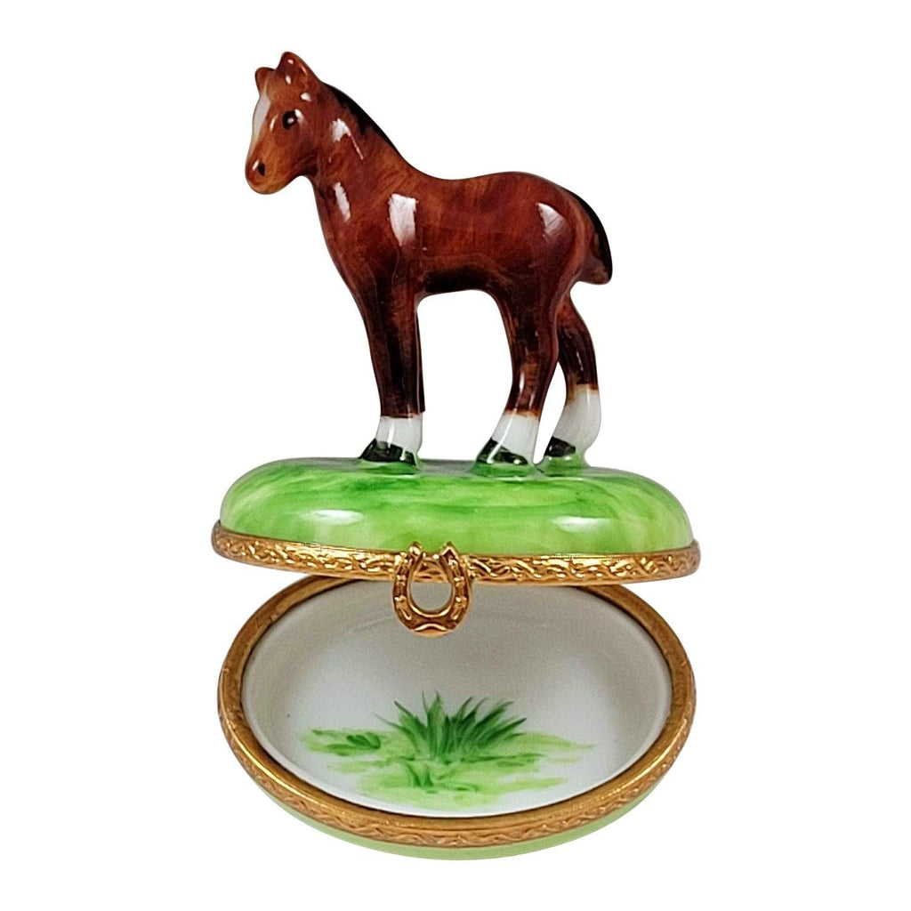 Standing Mini Horse with Removable Brass Horseshoe Limoges, view 2