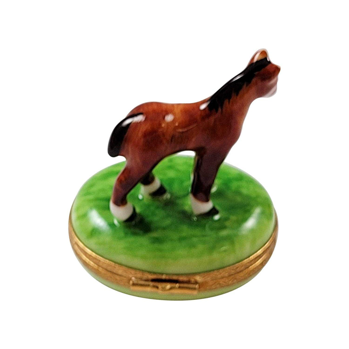 Standing Mini Horse with Removable Brass Horseshoe Limoges, view 3