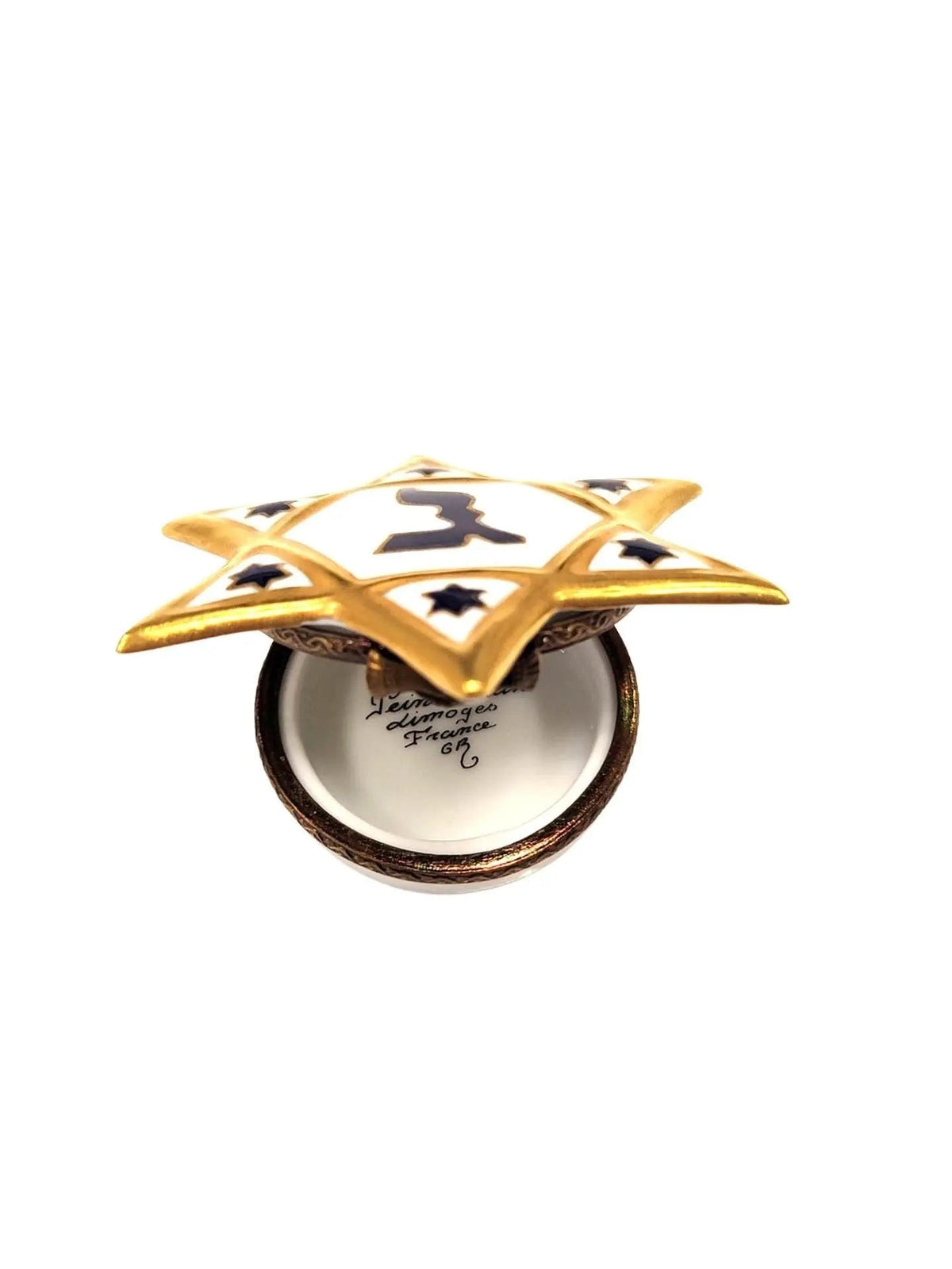 Every brushstroke by hand on the Star of David for Jewish Limoges box from France