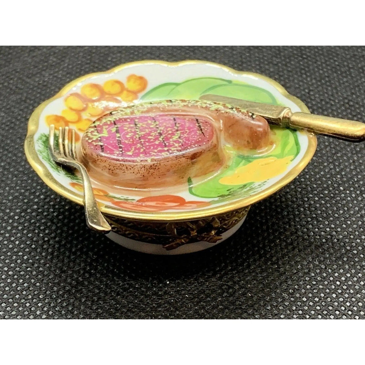 Steak Dinner Vegetables on Plate Limoges Box, view 4