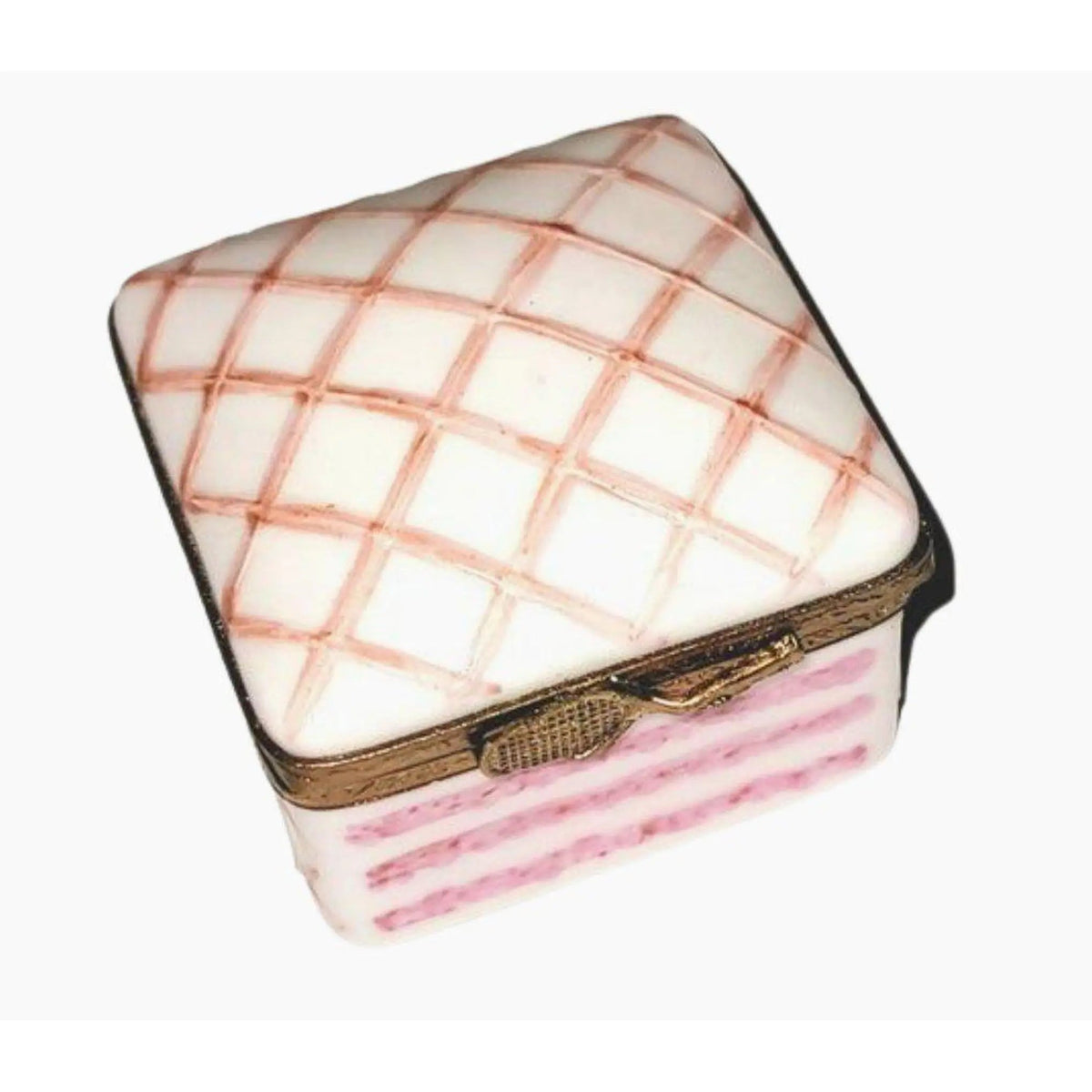 Authentic Strawberry Cake Slice Limoges box, hand-painted in France, from Limoges Boutique