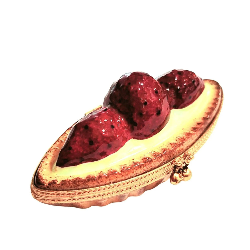 Strawberry Tart Tartlet Limoges Box, a hand-painted Limoges porcelain gift