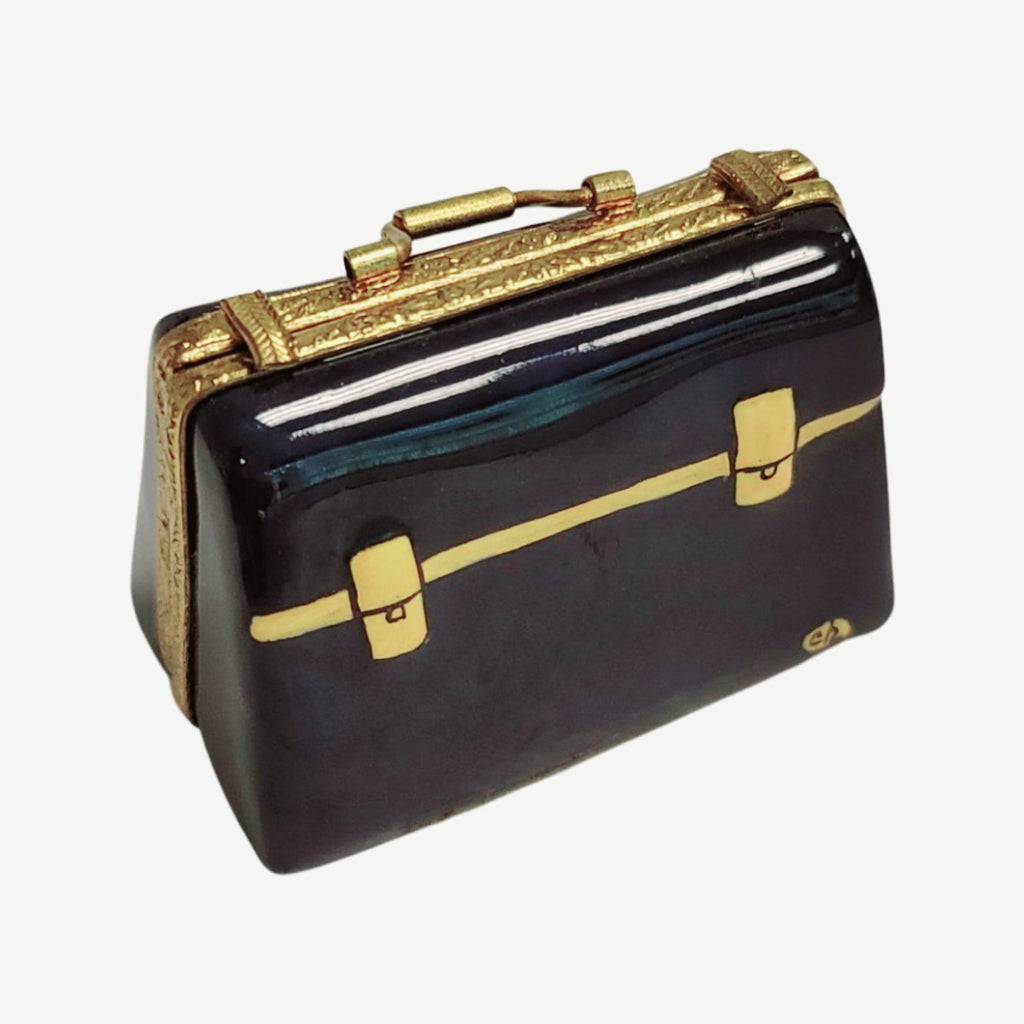 Elegant Limoges Suitcase Keepsake for Collectors, a hand-painted Limoges porcelain gift