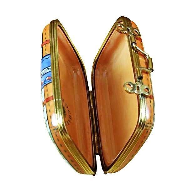 Suitcase with Maps for Travelers Limoges box, an heirloom-quality piece for collectors